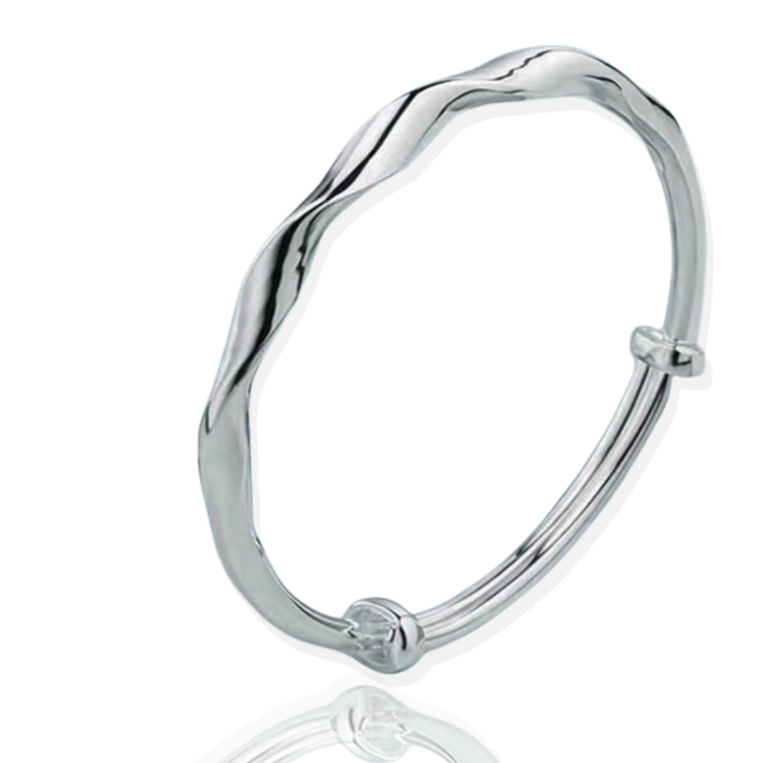 999 Pure Silver Elegant Wave Design Bangle Bracelet