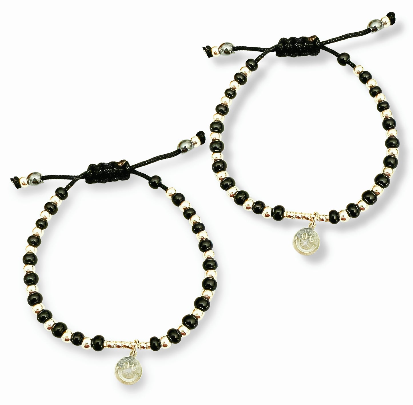 925 Sterling Silver Adjustable Bracelets | Evil Eye, Smiley Face and Heart Designs for kids-2 Pieces