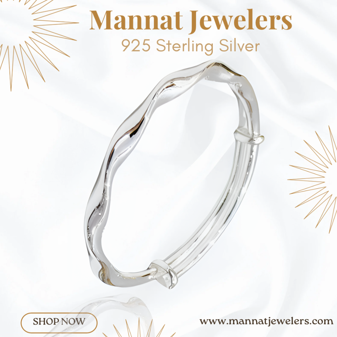 999 Pure Silver Elegant Wave Design Bangle Bracelet